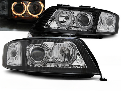 XENON HEADLIGHTS ANGEL EYES BLACK suitable compatible for AUDI A6 10.99-06.01 