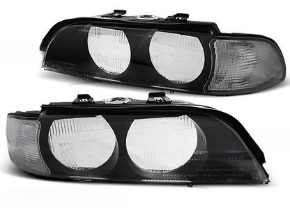 FARI ANTERIORI NERO BIANCO H7 ADATTI COMPATIBILI per BMW E39 95-00