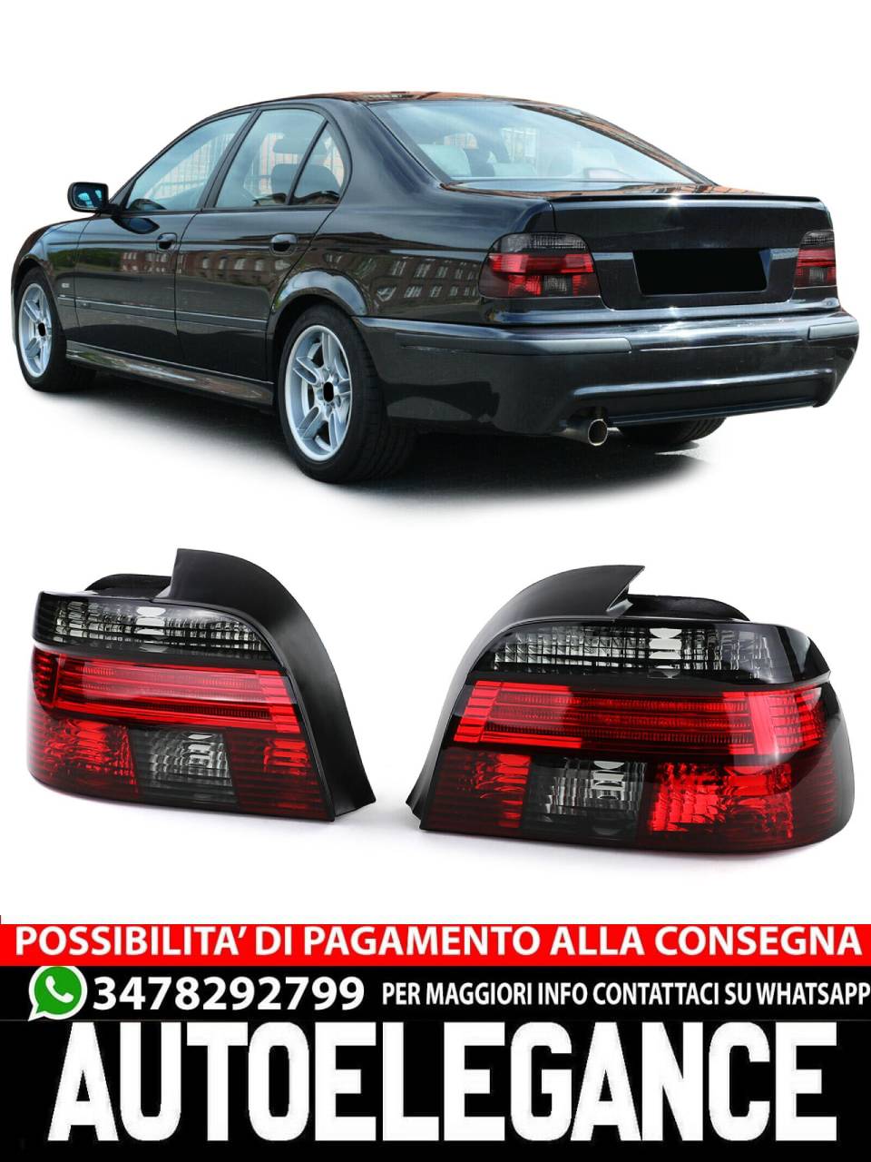 Luci posteriori adatto per BMW Serie 5 E39 berlina 95-00 rosso nero Vetro