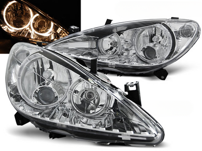 HEADLIGHTS SUITABLE FOR PEUGEOT 307 04.01-06.05 ANGEL EYES CHROME 