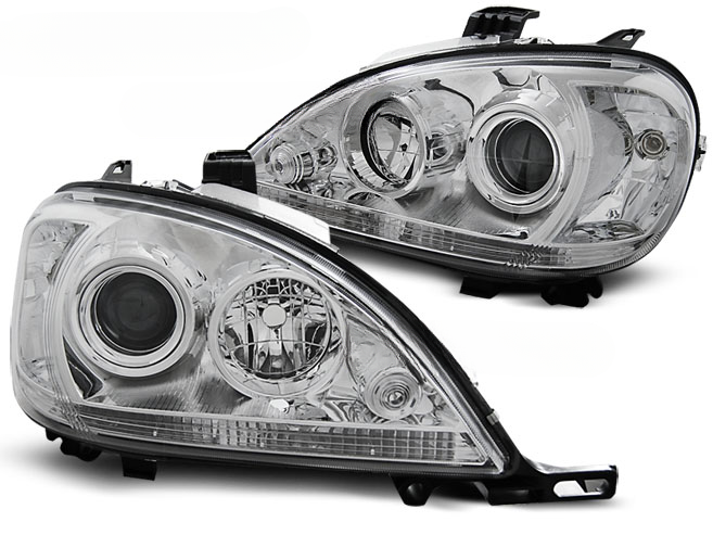 CHROME HEADLIGHTS SUITABLE COMPATIBLE for MERCEDES W163 ML M-CLASS 03.98-08.01 