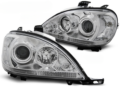 CHROME HEADLIGHTS SUITABLE COMPATIBLE for MERCEDES W163 ML M-CLASS 03.98-08.01 