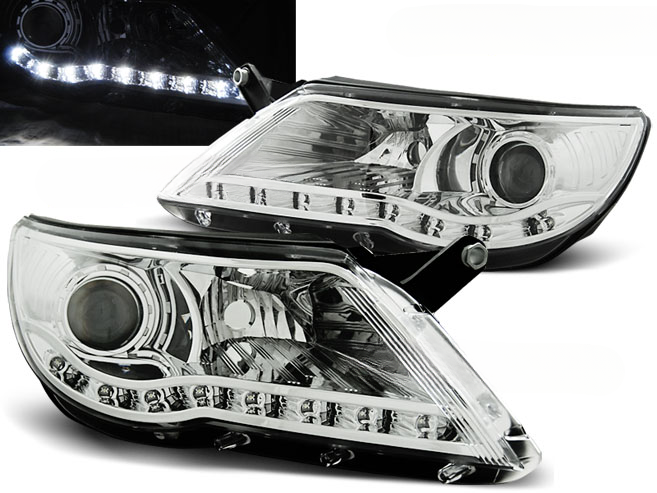 FARI ANTERIORI DAYLIGHT CHROME ADATTI COMPATIBILI PER VW TIGUAN 10.07-11
