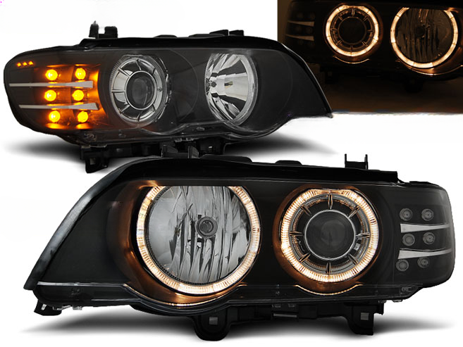 FARI ANGEL EYES NERO INDICATORE LED adatto per BMW X5 E53 09.99-10.03