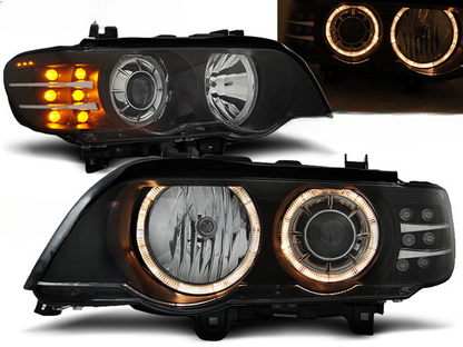 ANGEL EYES HEADLIGHTS BLACK LED INDICATOR suitable for BMW X5 E53 09.99-10.03 