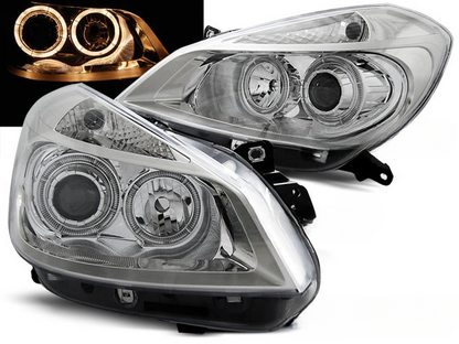 💫ART.6094 FARI ANTERIORI OCCHIO D'ANGELO CROMATI per RENAULT CLIO 3 05-09 💫