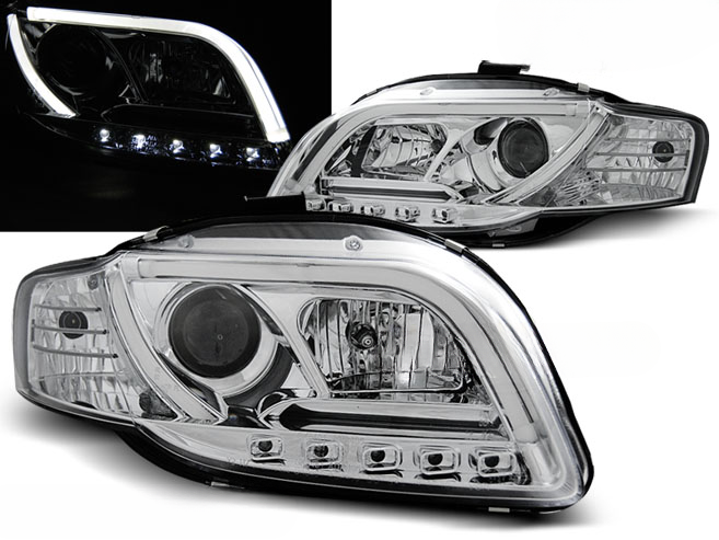 TUBO FARI LUCE CROMATA ADATTI COMPATIBILI per AUDI A4 B7 11.04-03.08