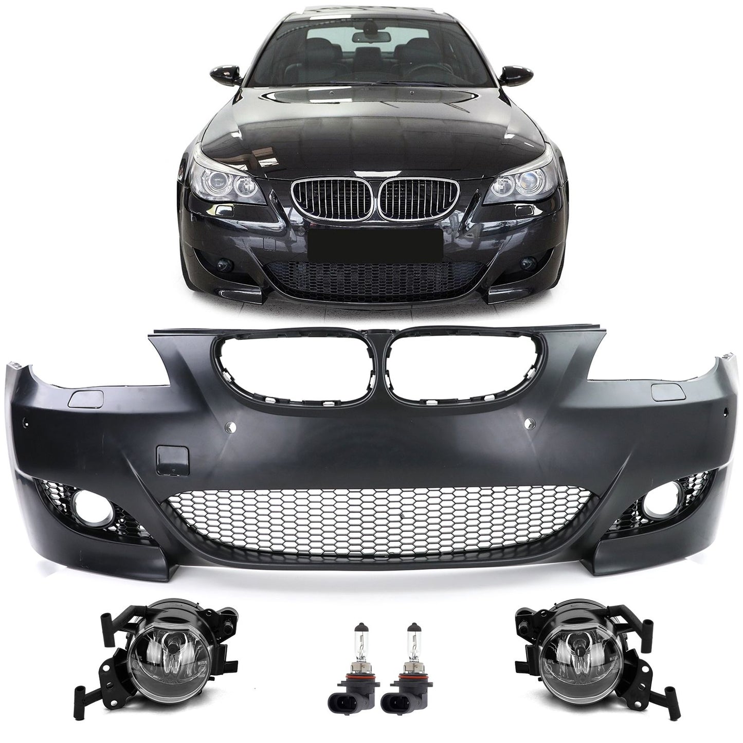 💫ART.8690 Paraurti Anteriore Sportiva con Fari Fendinebbia per BMW E60/61💫