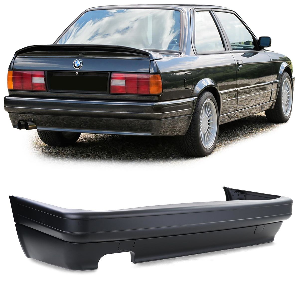 PARAURTI POSTERIORE PER SERIE 3 E30 1982-1990 LOOK MTECH 2 - GREZZO