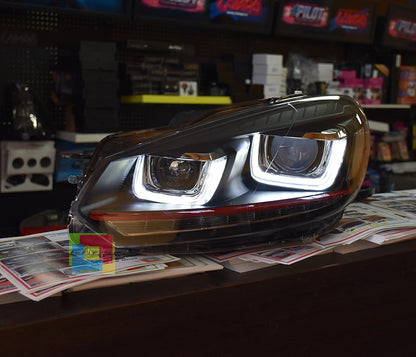 😍HEADLIGHT KIT SUITABLE FOR VW GOLF VI 2008-2012 TRANSPARENT BLACK😍