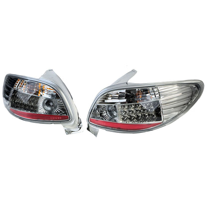 💫ART.4492 Fanali Posteriori con Vetro Trasparente Cromato per Peugeot 206💫