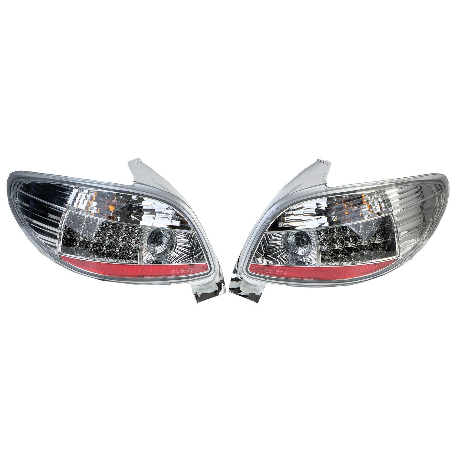💫ART.4492 Fanali Posteriori con Vetro Trasparente Cromato per Peugeot 206💫