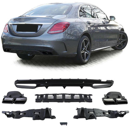 Diffusore Posteriore Sport Nero Mercedes C W205 AMG Line 2013-2018