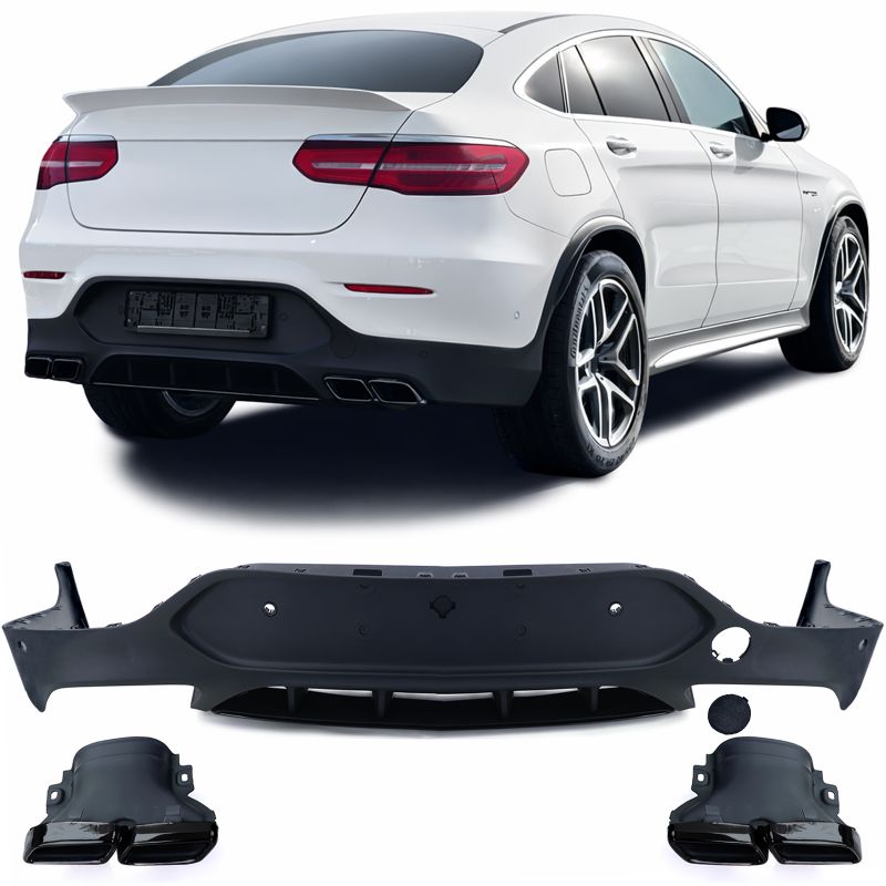 Diffusore Posteriore Sportivo Nero con Doppio Terminale per Mercedes GLC Coupé C