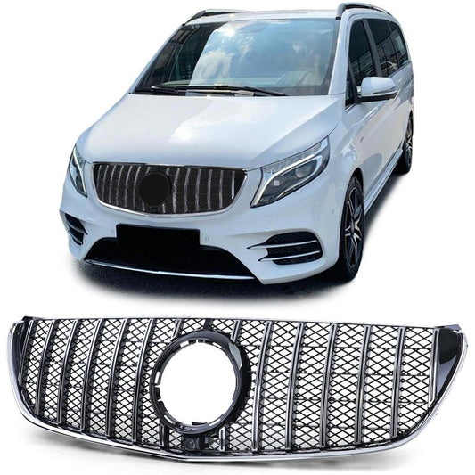 Griglia Anteriore Sport Performance Nero Lucido con Barre Cromate per Mercedes C