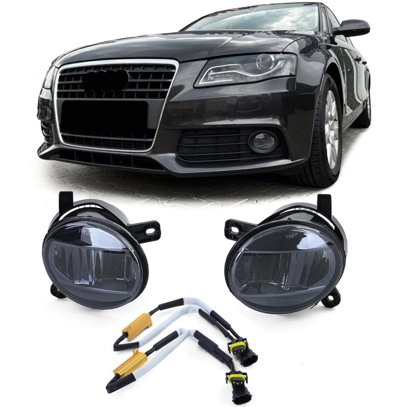 Coppia Fendinebbia LED Cristallo Nero Smoke per Audi e Seat