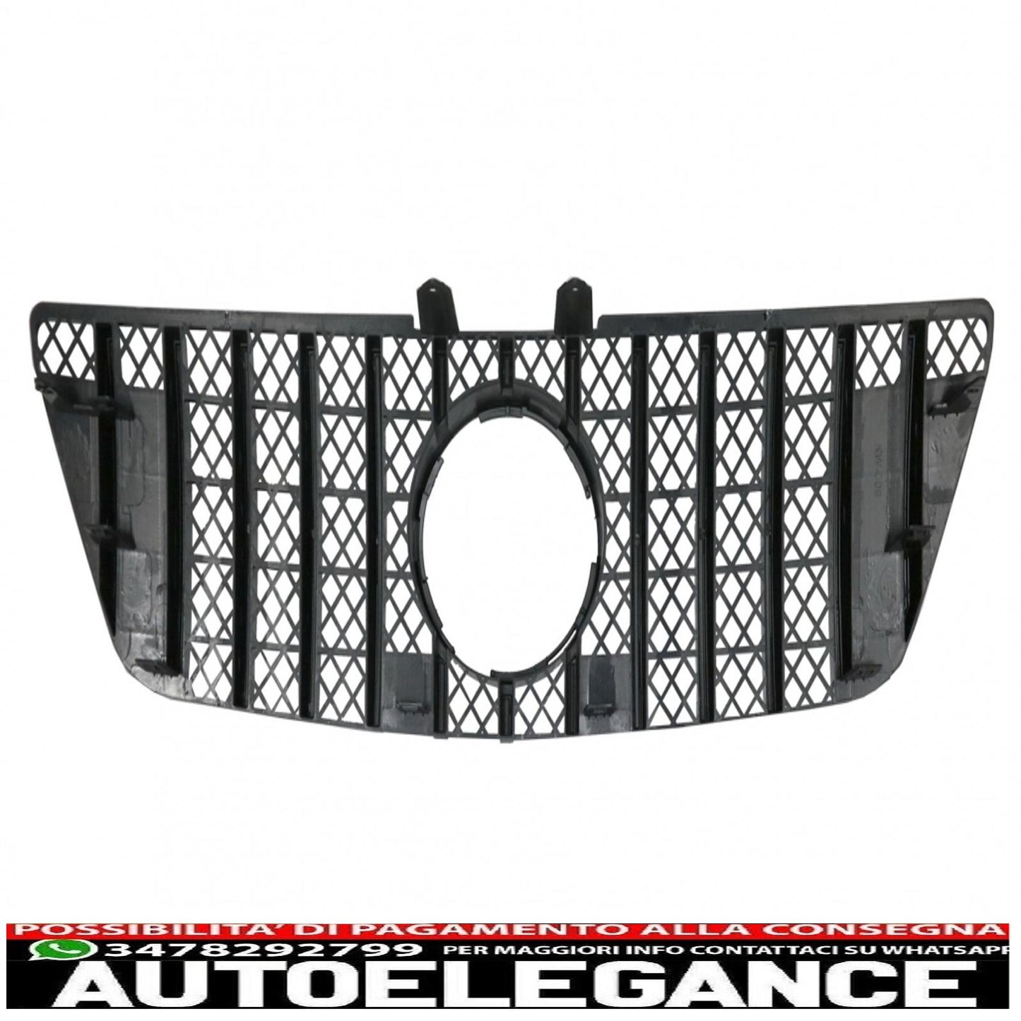 front center grille suitable for mercedes ml w164 facelift (07.2008-2011) gt-r design panamericana black chrome