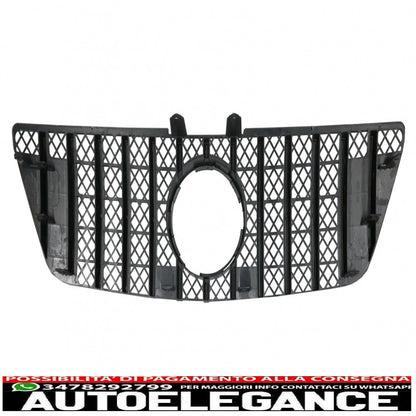 front center grille suitable for mercedes ml w164 facelift (07.2008-2011) gt-r design panamericana black chrome