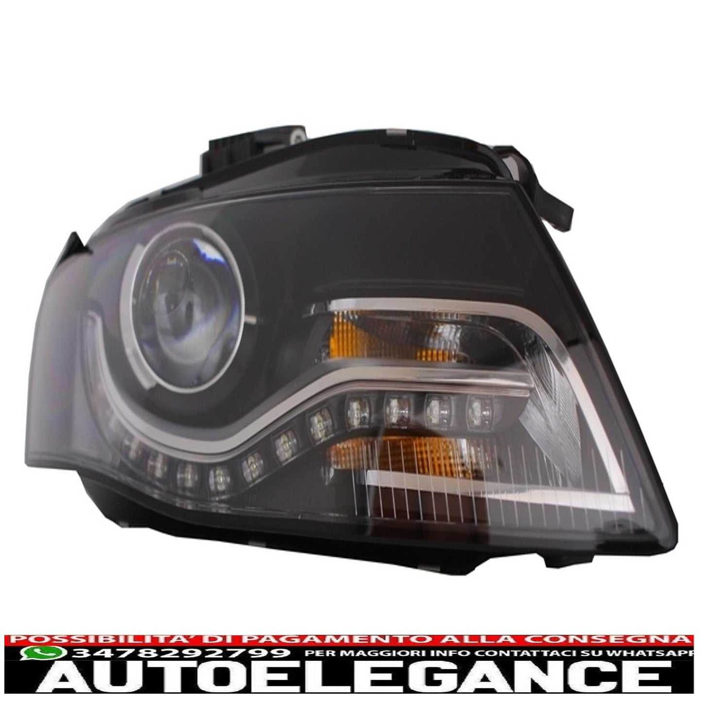 led drl headlights suitable for audi a4 b8 8k avant (2008-2011) with black/smoke led rear lights 