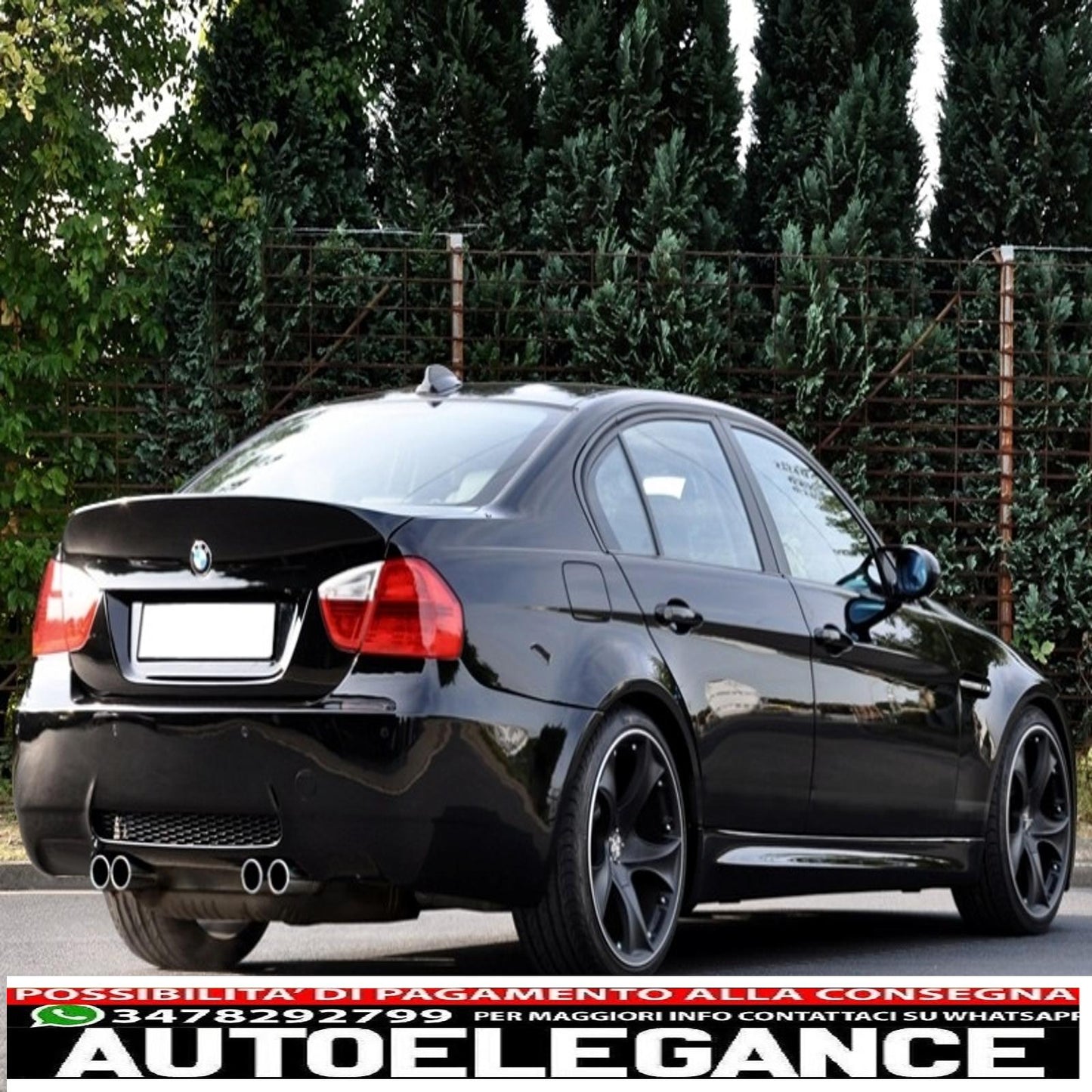 rear bumper suitable for bmw 3 series e90 (2004-2011) medium exhaust m3 design with pdc
