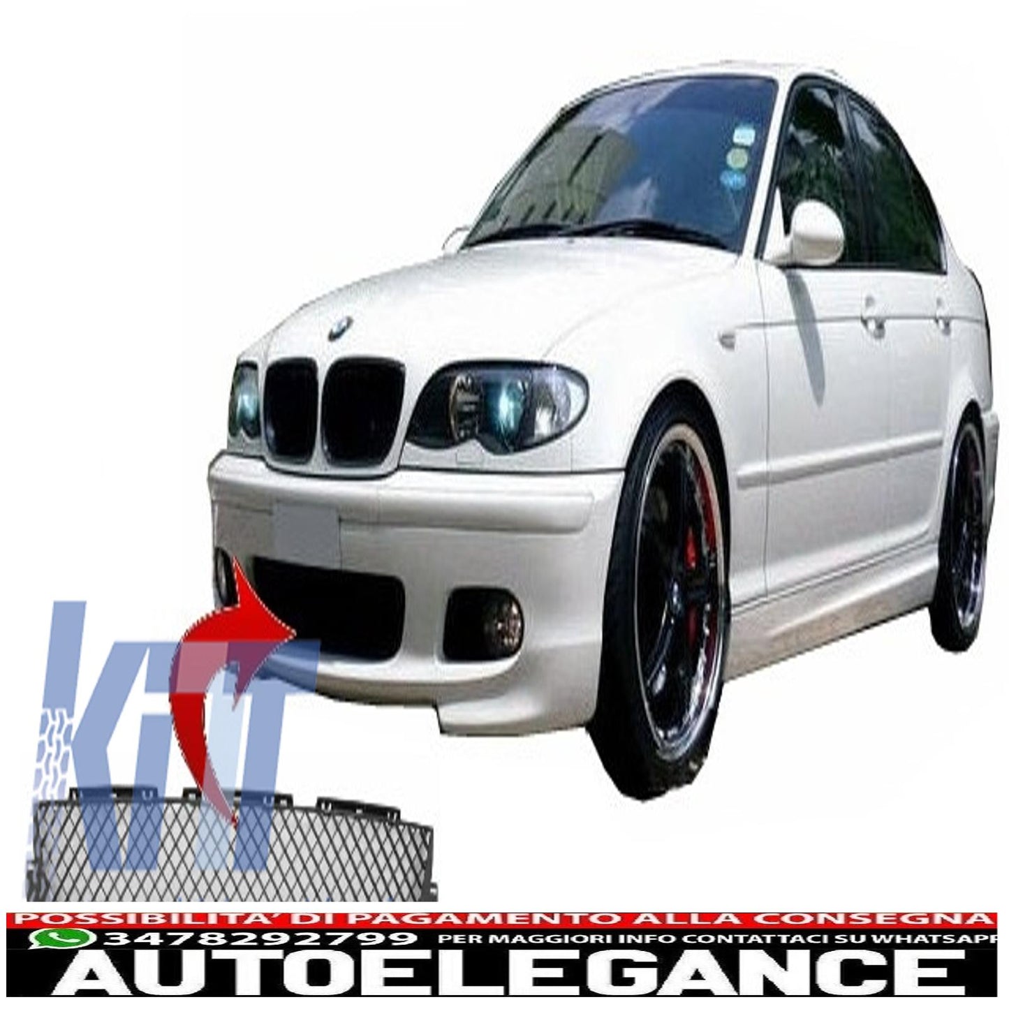 Griglia inferiore paraurti anteriore adatta per bmw serie 3 e46 (1998-2005) design m-technik