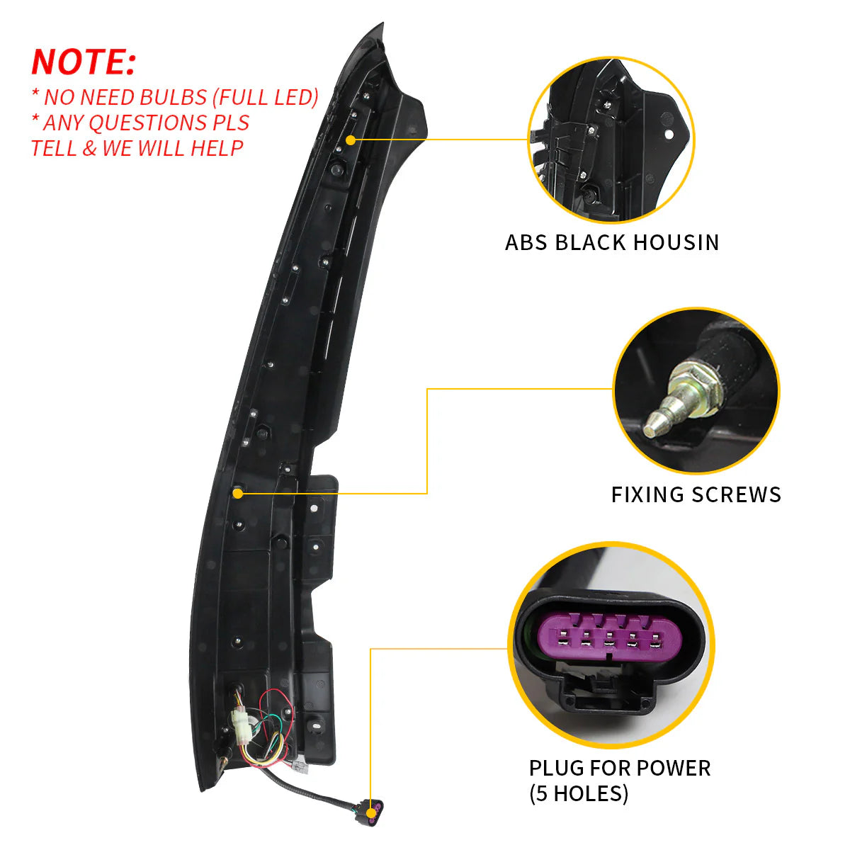 Luci posteriori suburbane GMC Yukon Tahoe 2007-2014 ABS, PMMA, materiale VETRO YAB-GMC-0156B