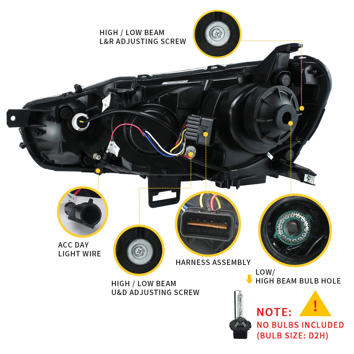 Fari e fanali posteriori per proiettore a doppio raggio Demon Eye per Mitsubishi Lancer EVO X 2008-2018 (combinazione a scelta multipla)