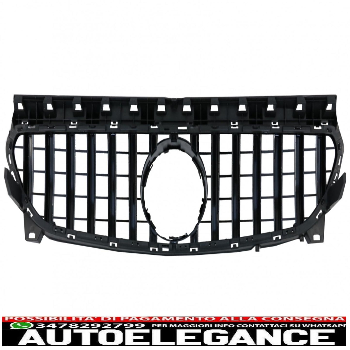 griglia anteriore centrale adatta per mercedes cla c117 x117 w117 facelift (2016-2018) cla45 gt-r design panamericana cromata nera