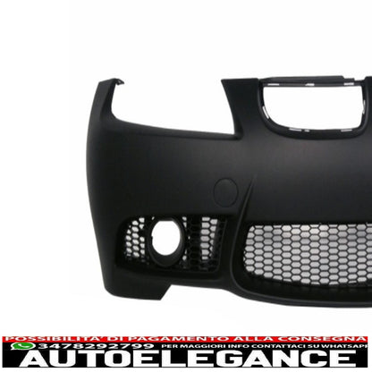 paraurti anteriore senza pdc con fendinebbia proiettori e fari nero adatto a bmw serie 3 e90 e91 non lci (2005-2008) berlina touring m3 design