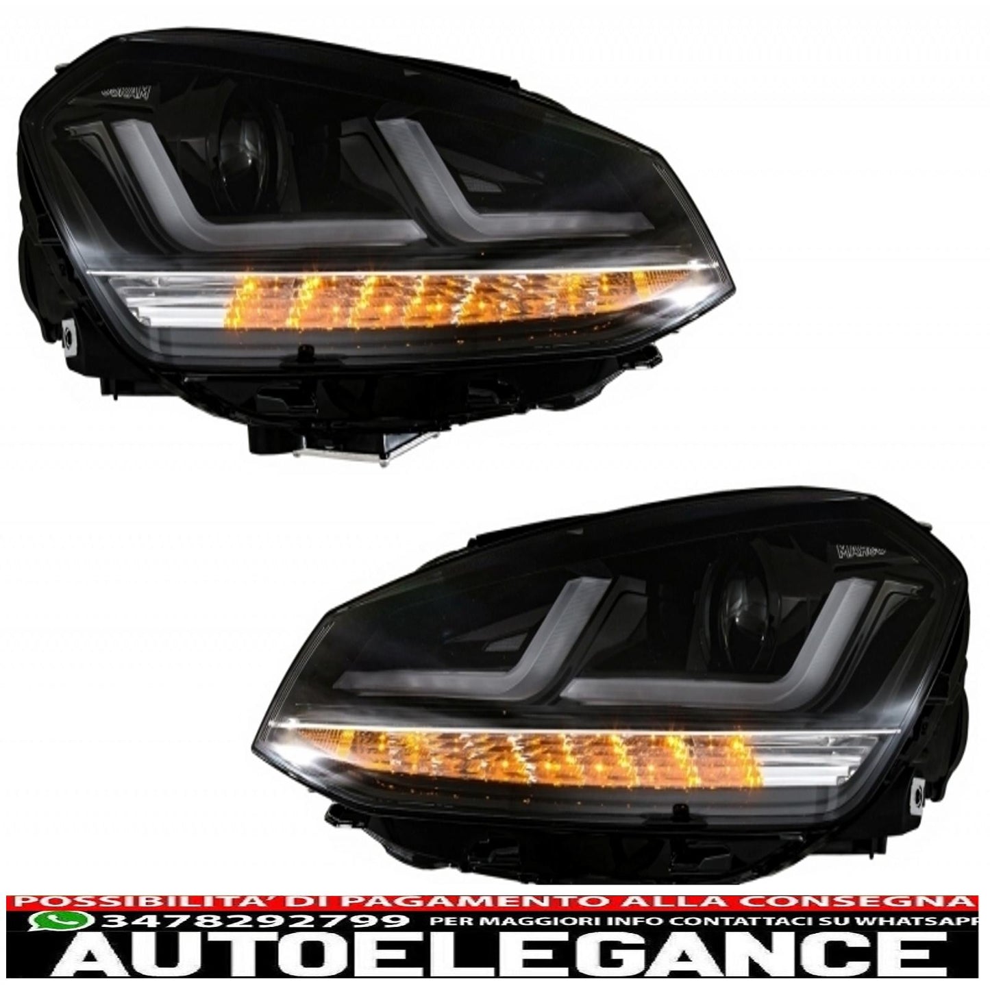 Osram full led headlights with dynamic mirror indicators suitable for vw golf 7 vii (2012-2017) black upgrade 