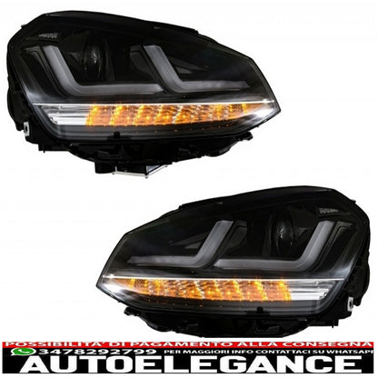Osram full led headlights with dynamic mirror indicators suitable for vw golf 7 vii (2012-2017) black upgrade 