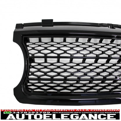 gruppo griglia centrale e prese d'aria laterali adatto per land rover vogue iii l322 (2006-2009) all black autobiography supercharged edition