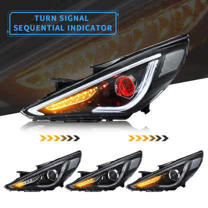 Fari sequenziali a doppio raggio per Hyundai Sonata 2011-2014 Materiale in vetro ABS PMMA (lampadine non incluse)
