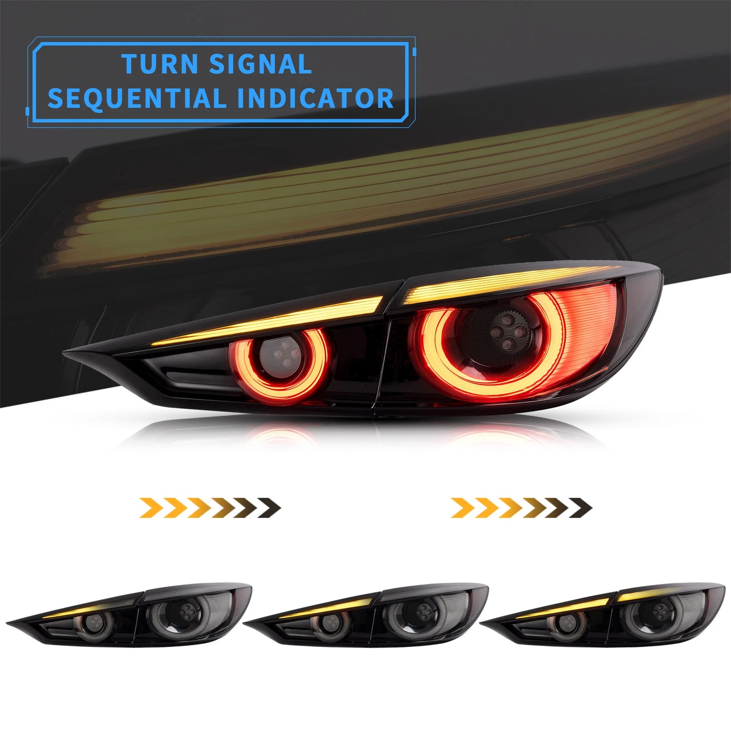 Fanali posteriori Full LED per Mazda 3 Axela Sedan 2014-2018 (segnali di direzione sequenziali con illuminazione dinamica di benvenuto)