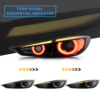 Fanali posteriori Full LED per Mazda 3 Axela Sedan 2014-2018 (segnali di direzione sequenziali con illuminazione dinamica di benvenuto)