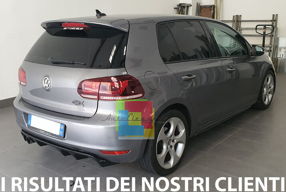 SOTTO PARAURTI POSTERIORE PER VW GOLF 6 VI DIFFUSORE ABS NERO LUCIDO ..