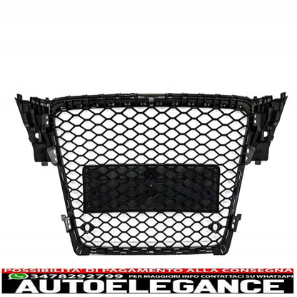 griglia anteriore senza badge con coperchi fendinebbia griglie laterali adatta per audi a4 b8 (2008-2011) rs4 design pianoforte nero