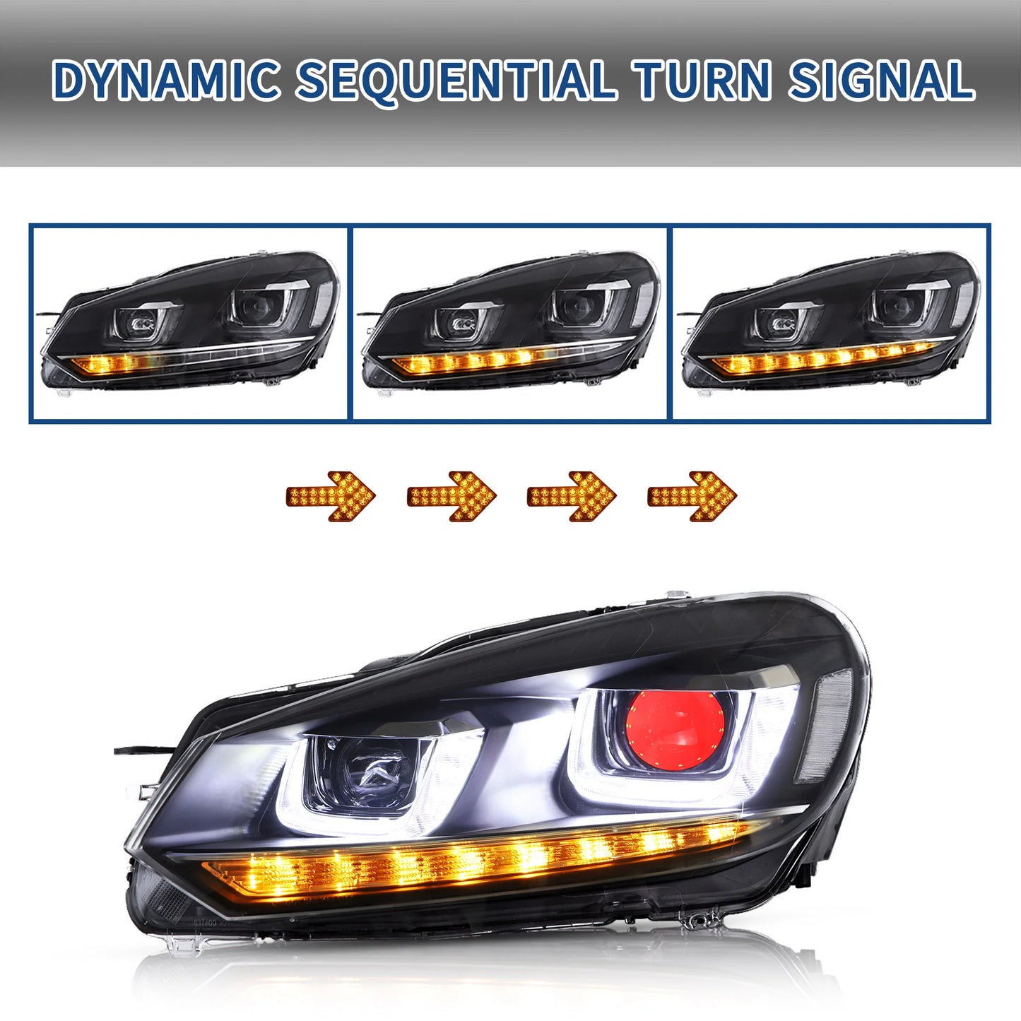 Fari con occhi demoniaci e fanali posteriori per Volkswagen Golf 6 MK6 2008-2013 (NON ADATTO a Golf GTI e GTR)