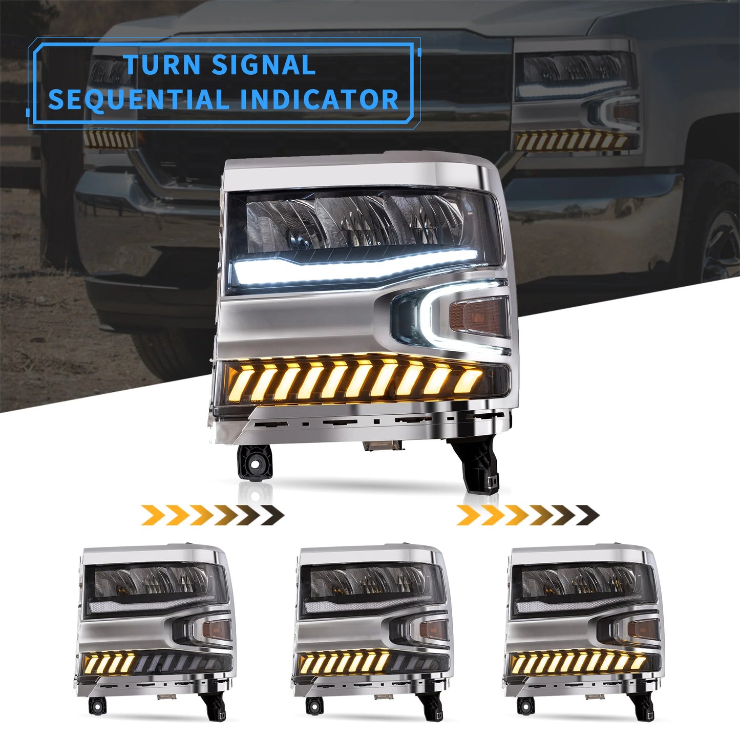 Full LED Headlights for Chevrolet Silverado 1500 2016-2018 with Halo Light 