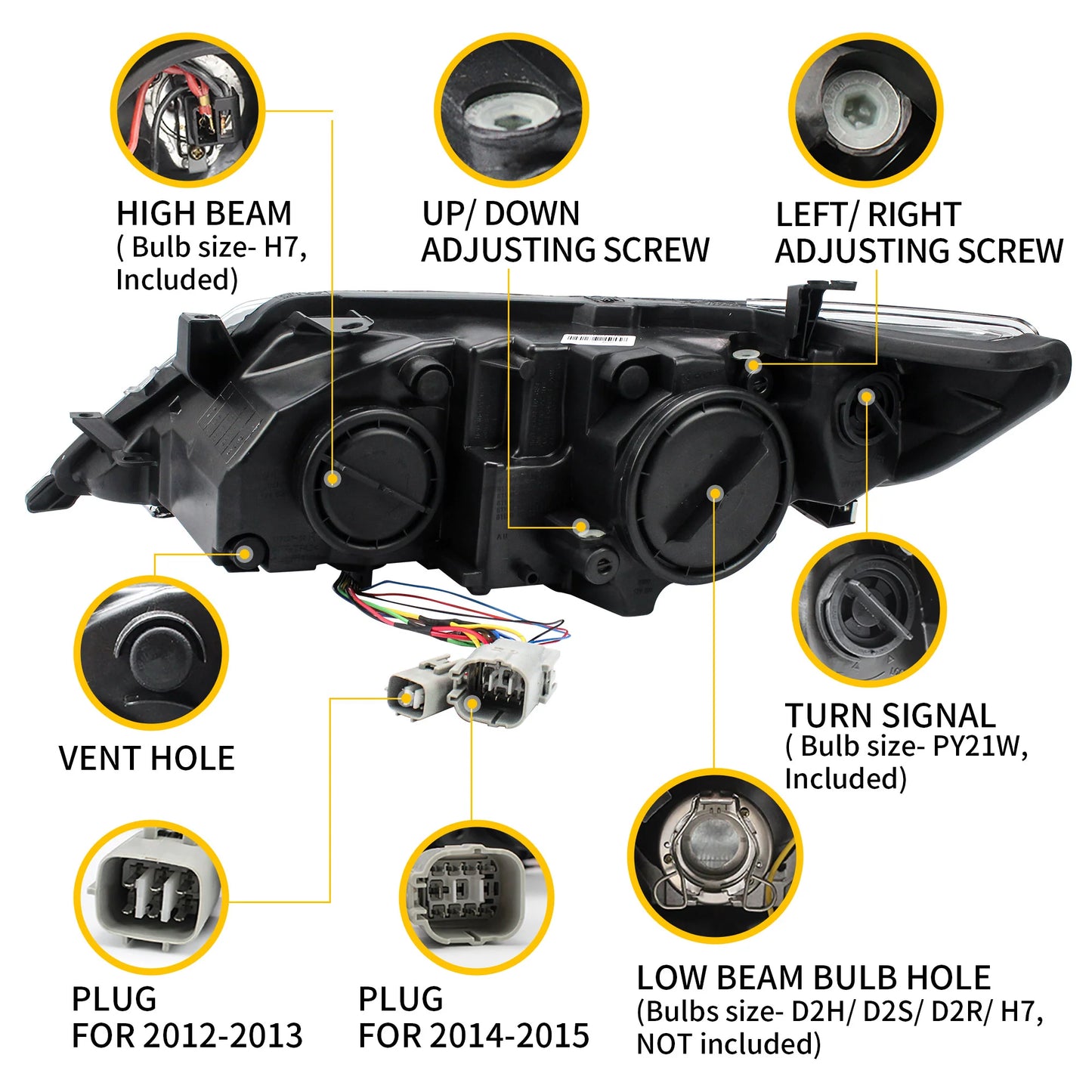 Fari per proiettori per Toyota Camry 2012-2014 (adatti per modelli americani)