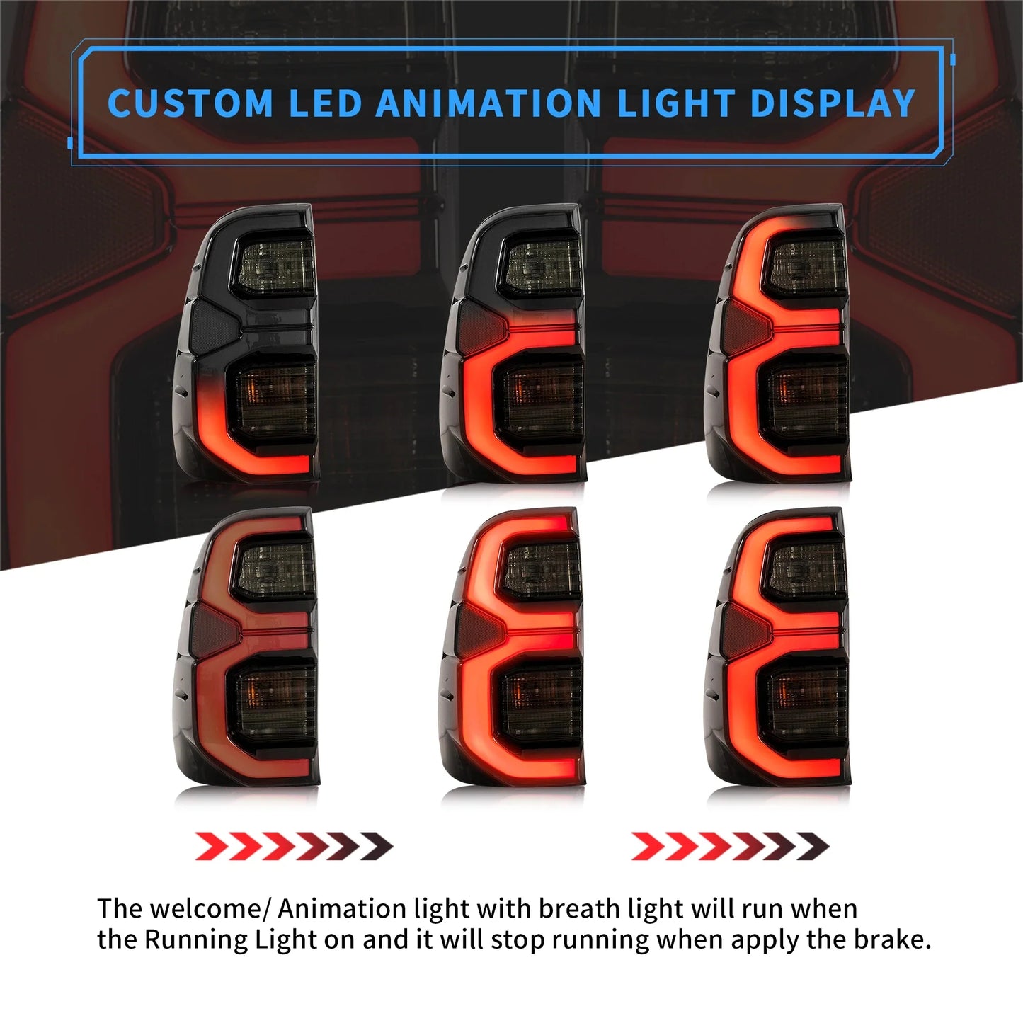 Fanali posteriori Full LED per Toyota Vigo/Hilux 2015-2020 con luce di benvenuto di animazione