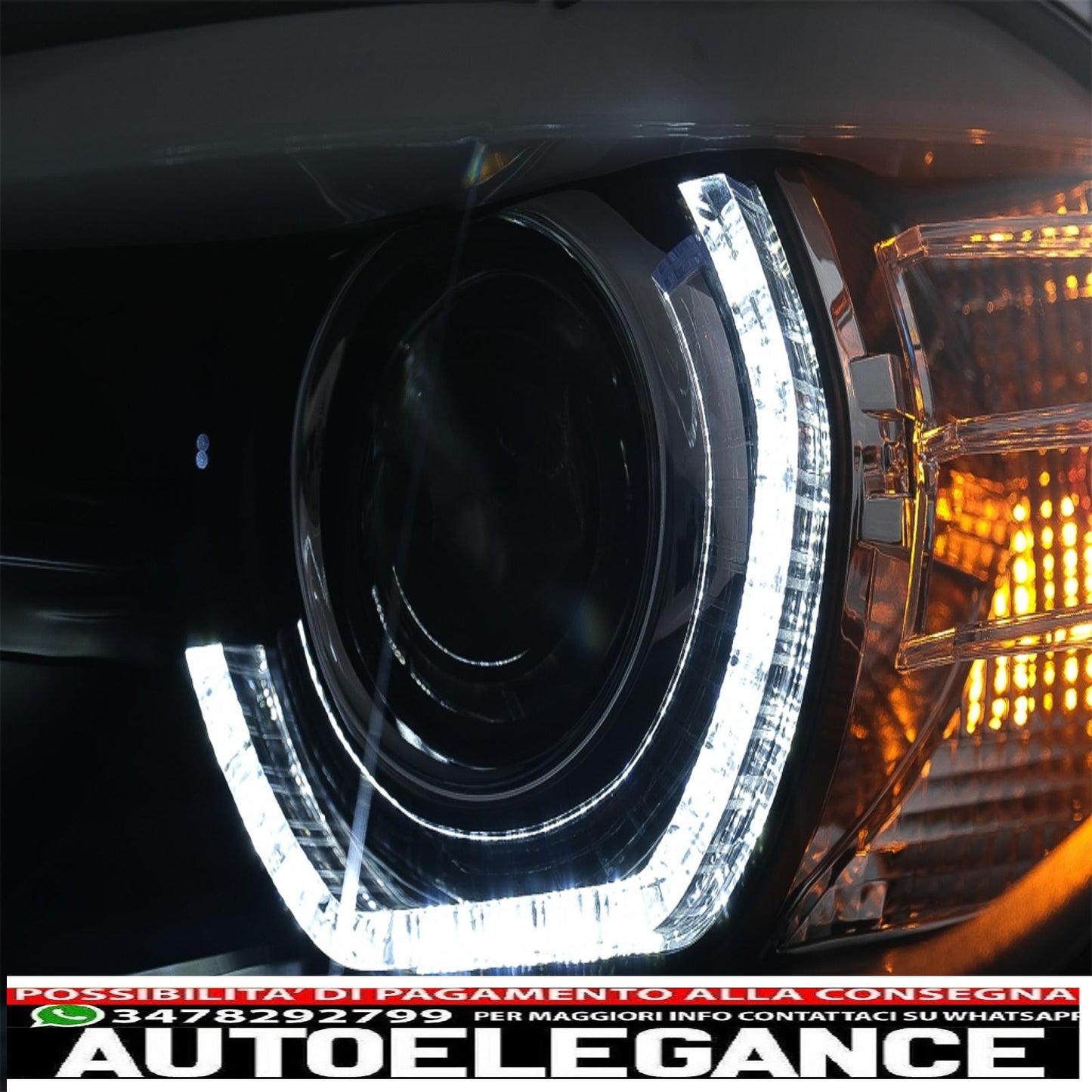 xenon headlights angel eye 3d dual halo led drl rims suitable for bmw x5 e70 (2007-2010) black 