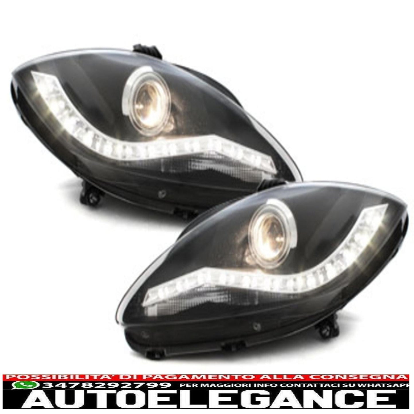 Dayline headlights suitable for Seat Leon 09+ black 
