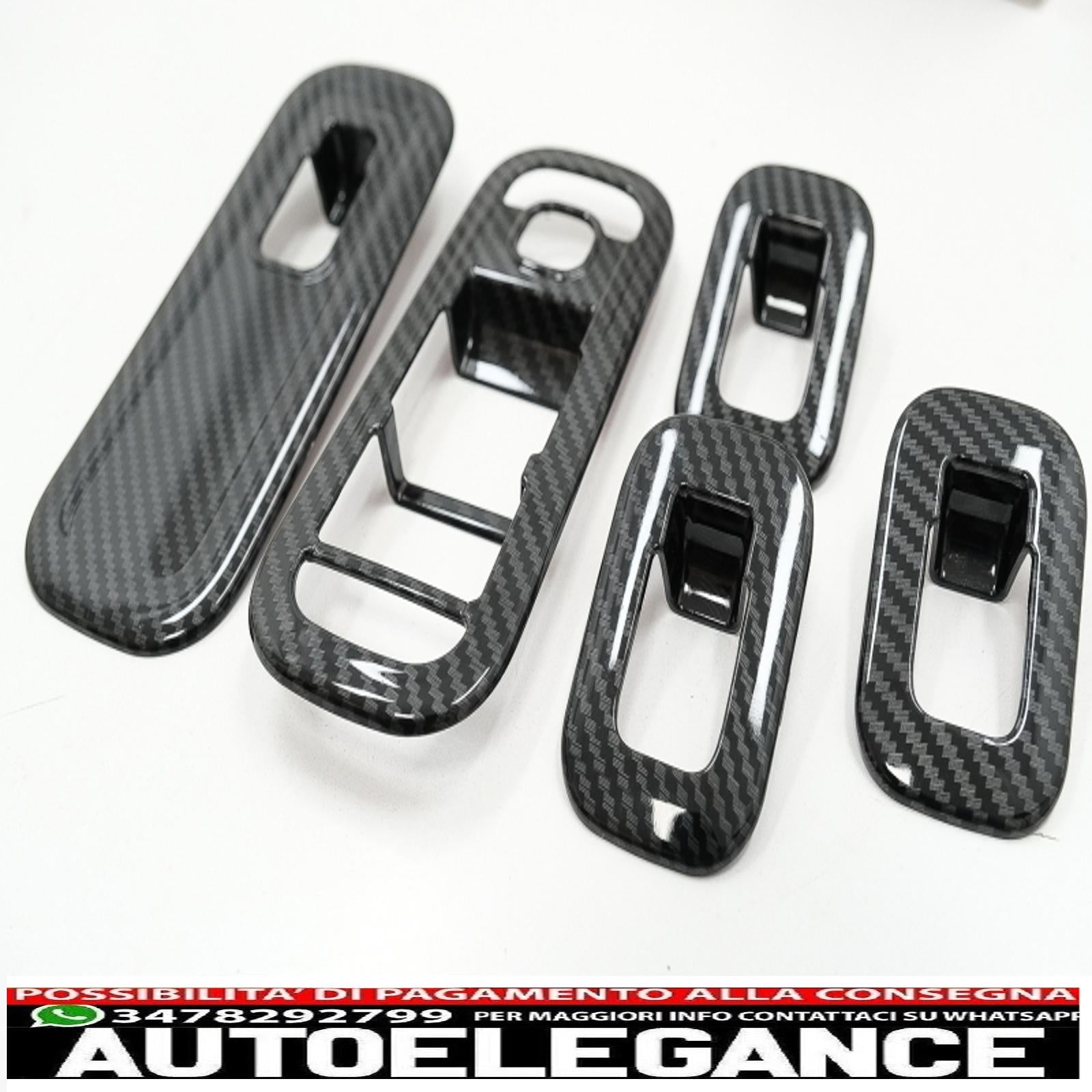 copertura interna del pulsante dell'interruttore del vetro del finestrino dell'auto con coperchio della porta, ciotola della maniglia e console, cruscotto e cornice del faro dell'auto, adatto per Mercedes A W177 V177 (2018+), pellicola in carbonio. AUTOELEGANCERICAMBI
