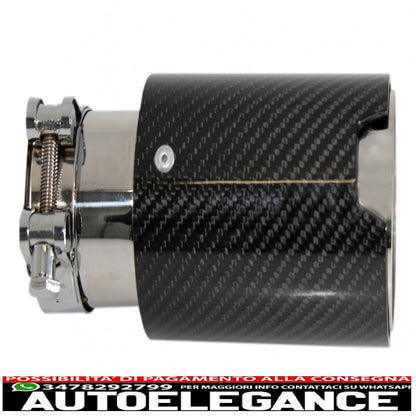 Universal Exhaust Tip Carbon Fiber Glossy Finish Inlet 6.3cm/2.48inch 