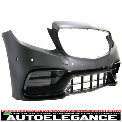 paraurti anteriore con diffusore e terminali neri adatto a mercedes classe c w205 s205 amg sport line (2014-2020) c63s design