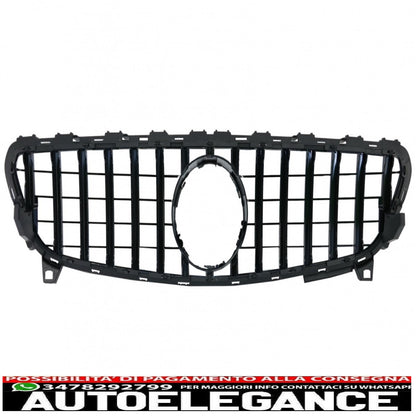 central grille suitable for mercedes a-class w176 restyling (09.2015-2018) a45 gt-r design panamericana all black