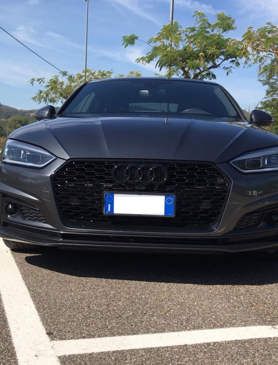 GRIGLIA ANTERIORE ADATTA PER AUDI A5 F5 2016-2019 NERA LOOK RS5 DESIGN SPORTIVO