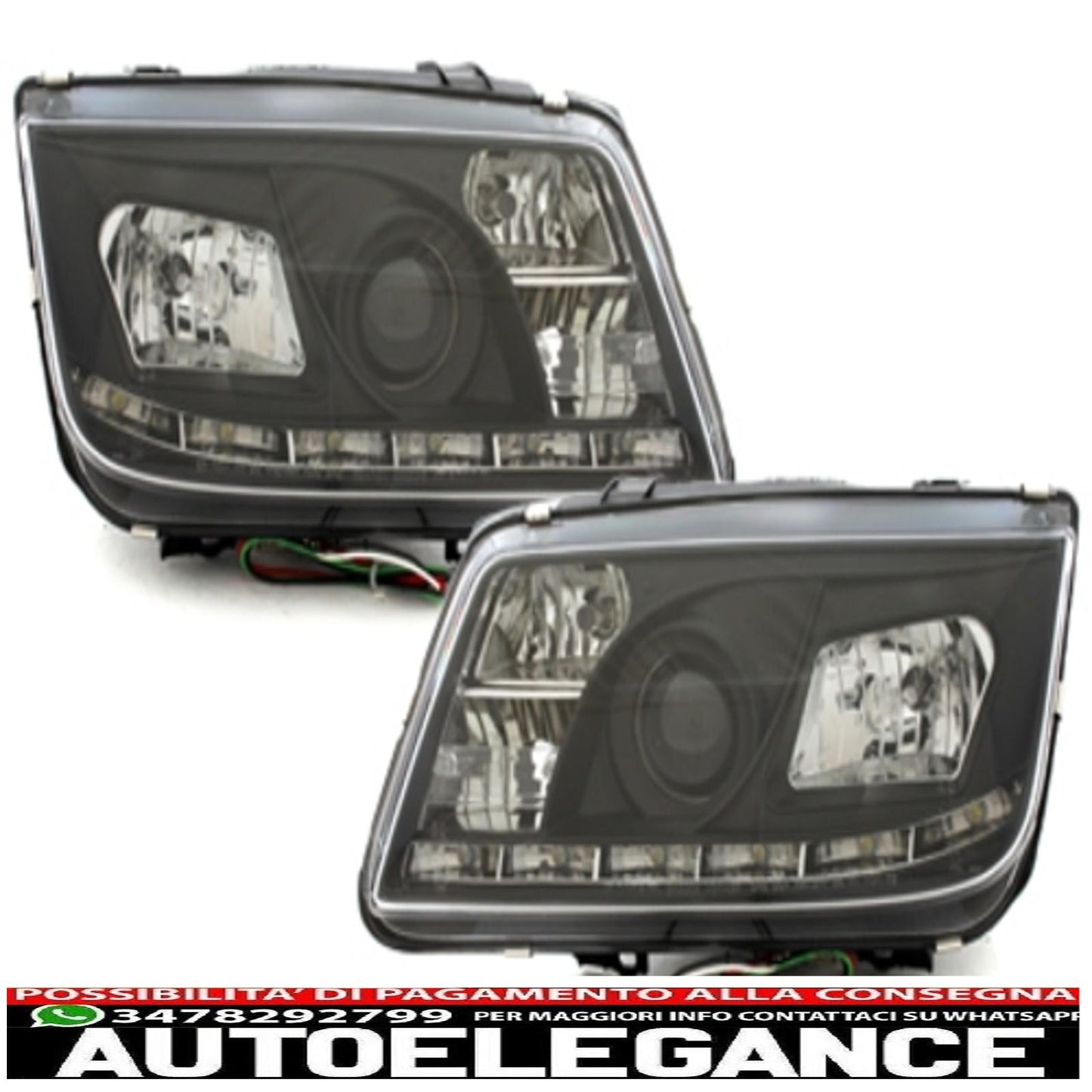 dayline headlights suitable for vw bora (09.1998-05.2005) drl black 
