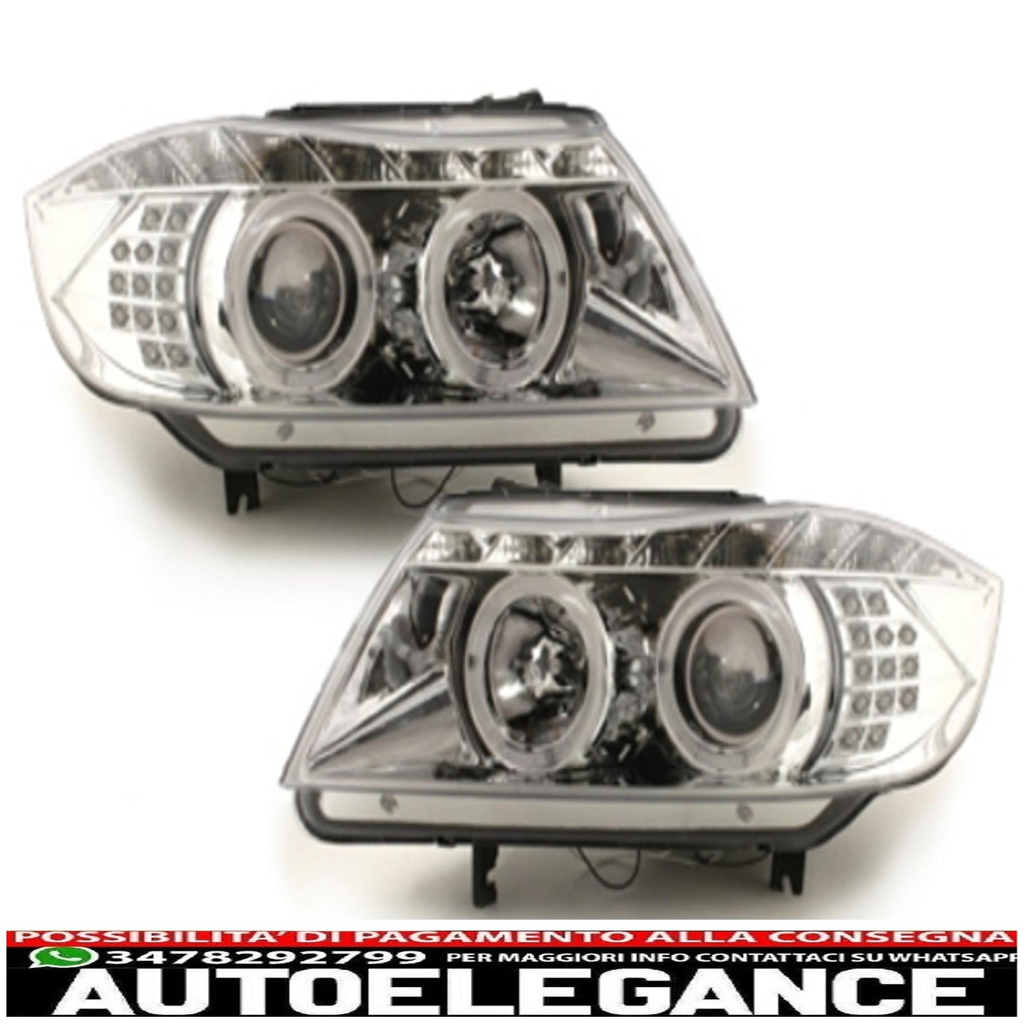 dayline headlights suitable for bmw e90 05+_2 halo rims_drl led_optics_chr